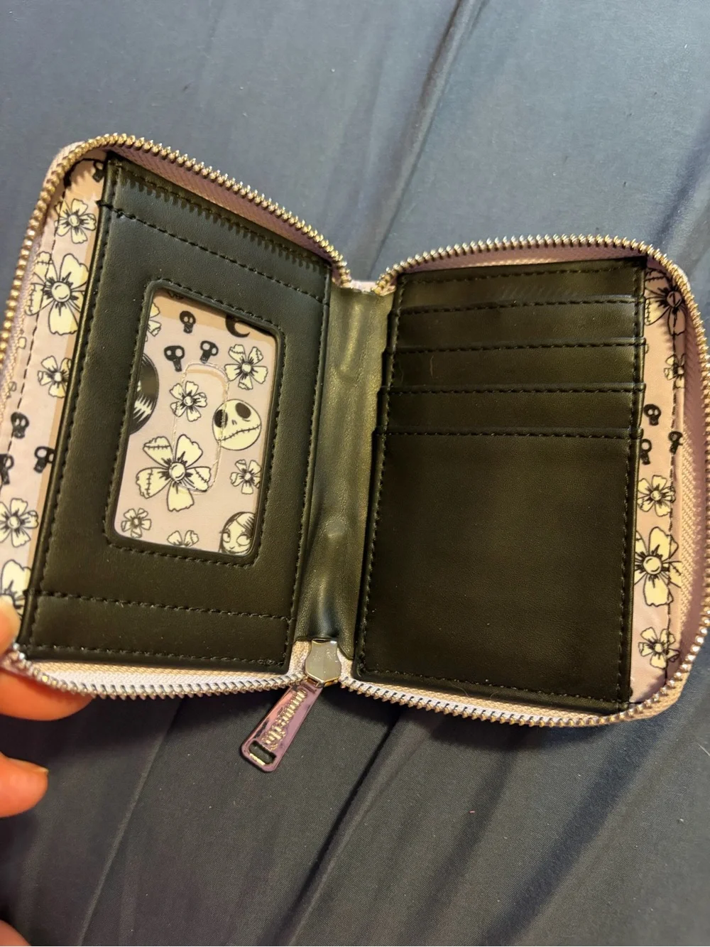 Loungefly Pink Nightmare Before Christmas Zip Wallet with Jack & Sally